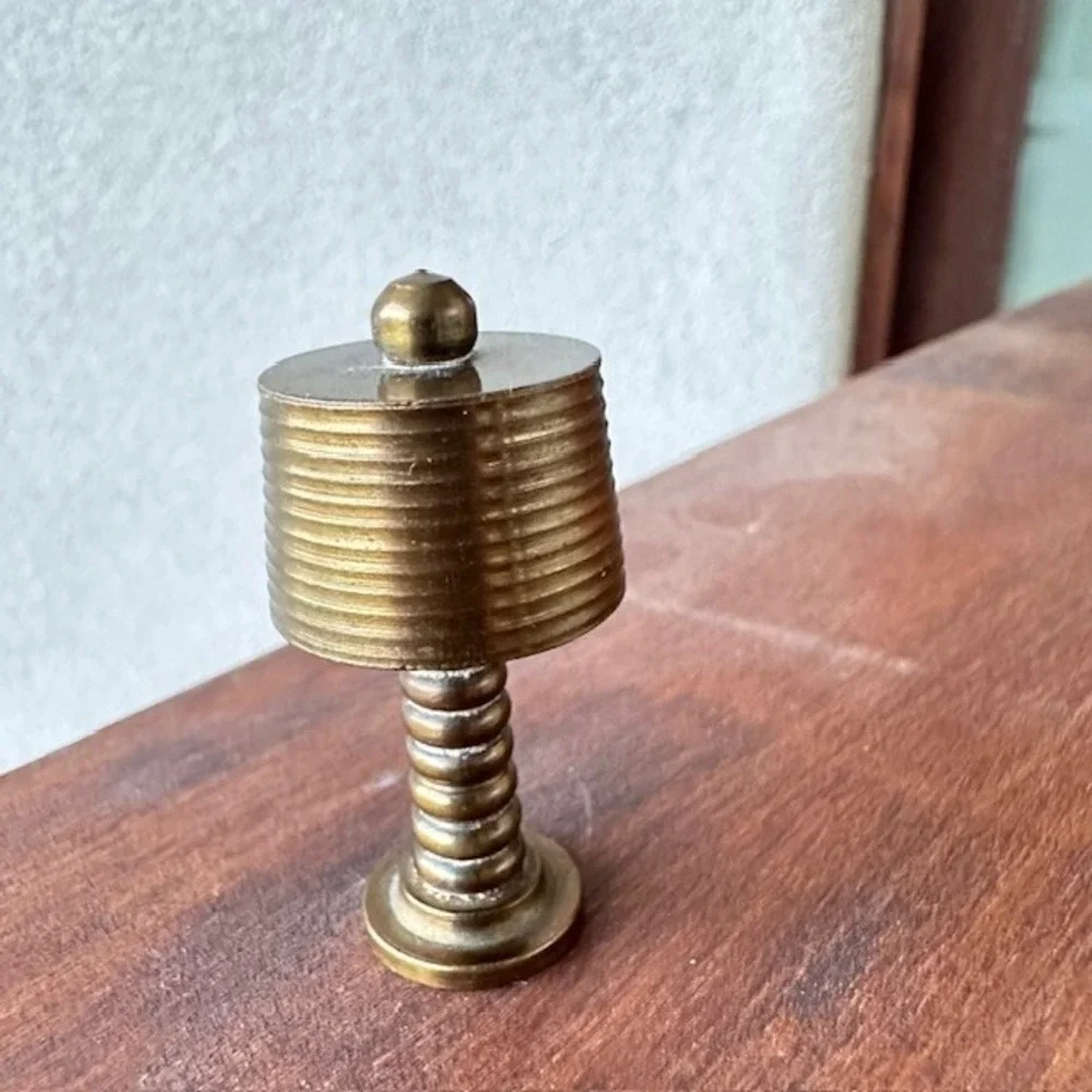 Miniature Doll House‎ Antique Brass MCM Ribbed Lamp 1.5 Heavy